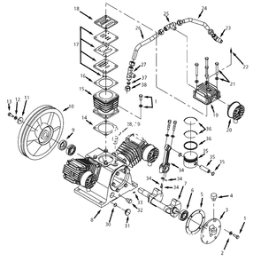 Pump Parts Diagram and Parts List for DP4610  Campbell Hausfeld Compressor